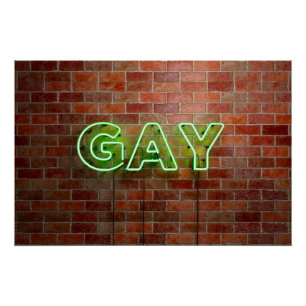 SlipperyJoe beleuchtetes schwules Neon-Schild hell Poster