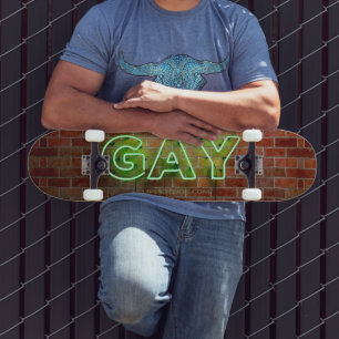 SlipperyJoe beleuchtetes schwules Neon-Schild hell Skateboard