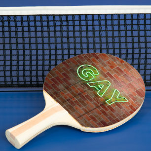 SlipperyJoe beleuchtetes schwules Neon-Schild hell Tischtennis Schläger