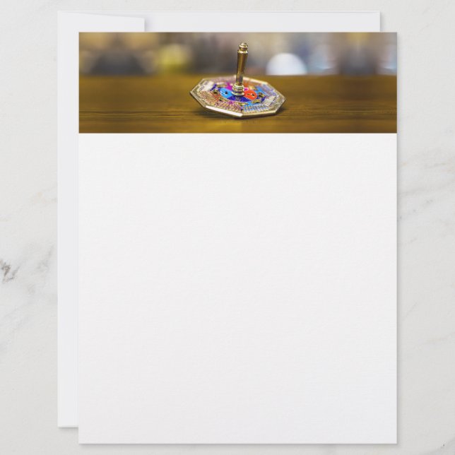 SlipperyJoe Chanukka-Dreidel-Geschenk achteckiger  Briefbogen (Vorderseite)