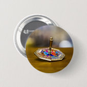 SlipperyJoe Chanukka-Dreidel-Geschenk achteckiger Button (Vorne & Hinten)
