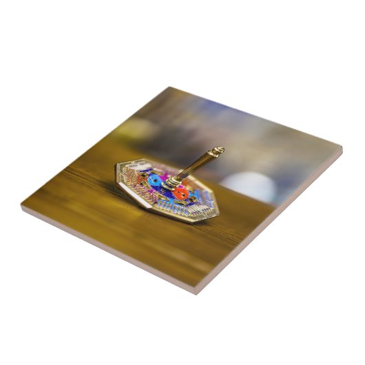 SlipperyJoe Chanukka-Dreidel-Geschenk achteckiger  Fliese (Seite)