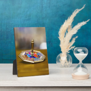 SlipperyJoe Chanukka-Dreidel-Geschenk achteckiger  Fotoplatte