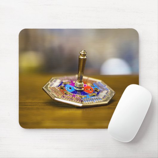 SlipperyJoe Chanukka-Dreidel-Geschenk achteckiger Mousepad (Mit Mouse)