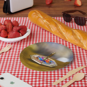 SlipperyJoe Chanukka-Dreidel-Geschenk achteckiger Pappteller