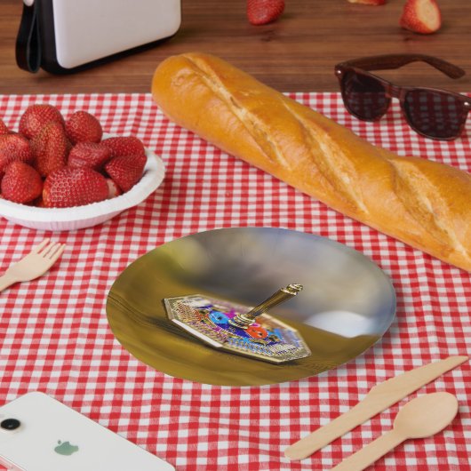 SlipperyJoe Chanukka-Dreidel-Geschenk achteckiger Pappteller (Picknick)