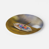 SlipperyJoe Chanukka-Dreidel-Geschenk achteckiger Pappteller (Schrägansicht)