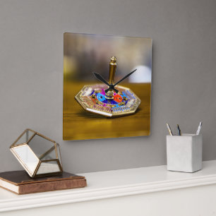 SlipperyJoe Chanukka-Dreidel-Geschenk achteckiger  Quadratische Wanduhr
