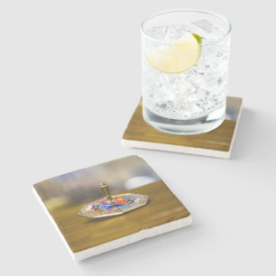 SlipperyJoe Chanukka-Dreidel-Geschenk achteckiger Steinuntersetzer