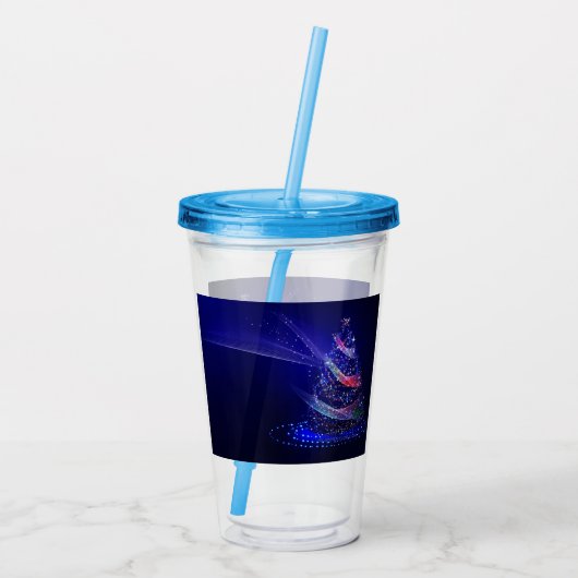 SlipperyJoe digital gerenderte Weihnachtsbaumbeau Acryltrinkbecher (Rückseite)