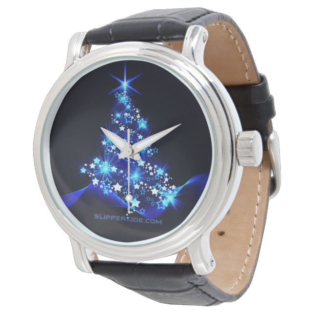 SlipperyJoe digital gerenderte Weihnachtsbaumbeau Armbanduhr (Schrägansicht)