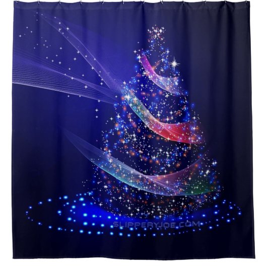 SlipperyJoe digital gerenderte Weihnachtsbaumbeau Duschvorhang (Vorderseite)