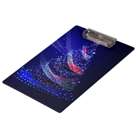 SlipperyJoe digital gerenderte Weihnachtsbaumbeau Klemmbrett (Schrägansicht)