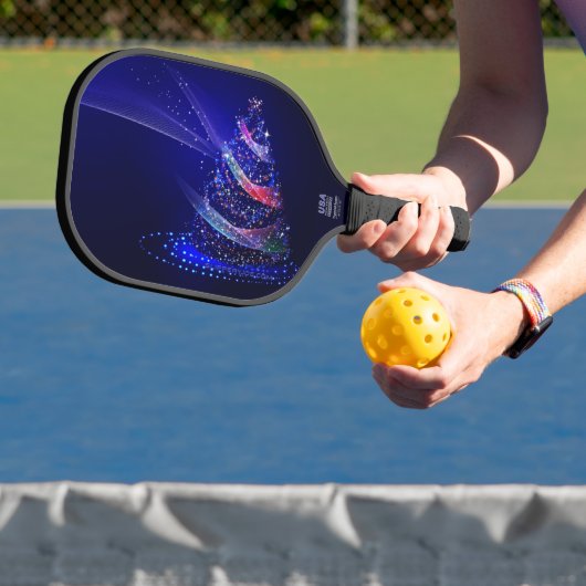 SlipperyJoe digital gerenderte Weihnachtsbaumbeau Pickleball Schläger (InSitu)