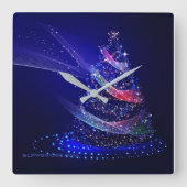 SlipperyJoe digital gerenderte Weihnachtsbaumbeau Quadratische Wanduhr (Vorderseite)