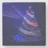 SlipperyJoe digital gerenderte Weihnachtsbaumbeau Steinuntersetzer (Vorderseite)