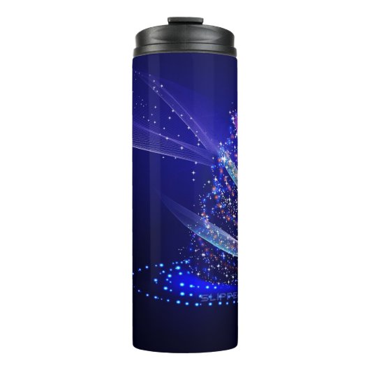 SlipperyJoe digital gerenderte Weihnachtsbaumbeau Thermosbecher (Vorderseite)