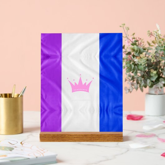 SlipperyJoe Drag Pride Flag lila-weiß-blau Sequ Acrylschild (Hochzeit)