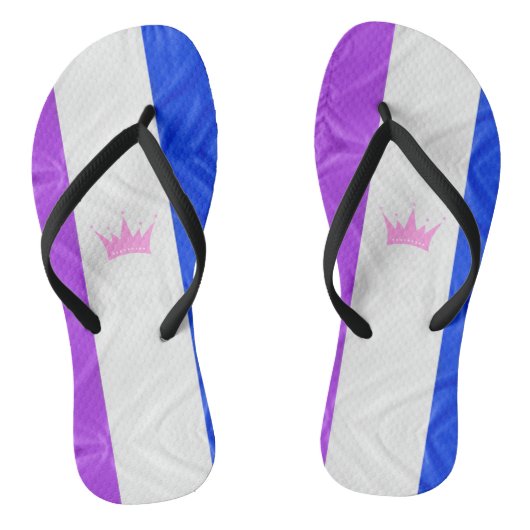 SlipperyJoe Drag Pride Flag lila-weiß-blau Sequ Badesandalen (Fußbett)