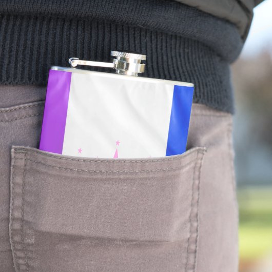 SlipperyJoe Drag Pride Flag lila-weiß-blau Sequ Flachmann (Beispiel)