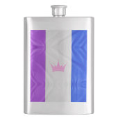SlipperyJoe Drag Pride Flag lila-weiß-blau Sequ Flachmann (Vorderseite)
