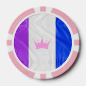 SlipperyJoe Drag Pride Flag lila-weiß-blau Sequ Pokerchips (Vorderseite)