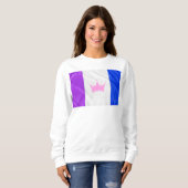 SlipperyJoe Drag Pride Flag lila-weiß-blau Sequ Sweatshirt (Vorne ganz)