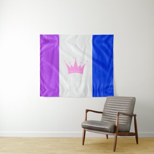 SlipperyJoe Drag Pride Flag lila-weiß-blau Sequ Wandteppich (Beispiel (Horizontal))