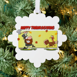 SlipperyJoe Erntedank lustige Blätter Pilgrim ru Ornament Karte