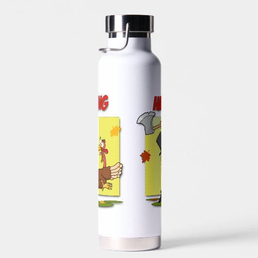 SlipperyJoe Erntedank lustige Blätter Pilgrim ru Trinkflasche (Rechts)