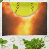 SlipperyJoe, Fireball-Himbeere, Softball in Brand, Geschirrtuch (Gefaltet)