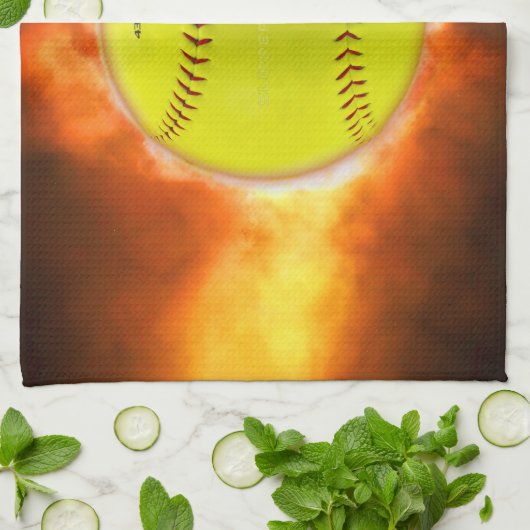 SlipperyJoe, Fireball-Himbeere, Softball in Brand, Geschirrtuch (Gefaltet)