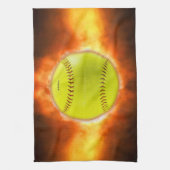 SlipperyJoe, Fireball-Himbeere, Softball in Brand, Geschirrtuch (Vertikal)