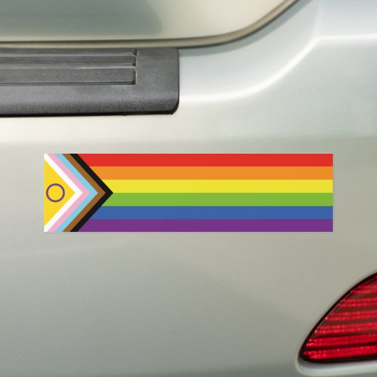 SlipperyJoe Intersex Progress Flag Regenbogen Autoaufkleber (Auf Auto)