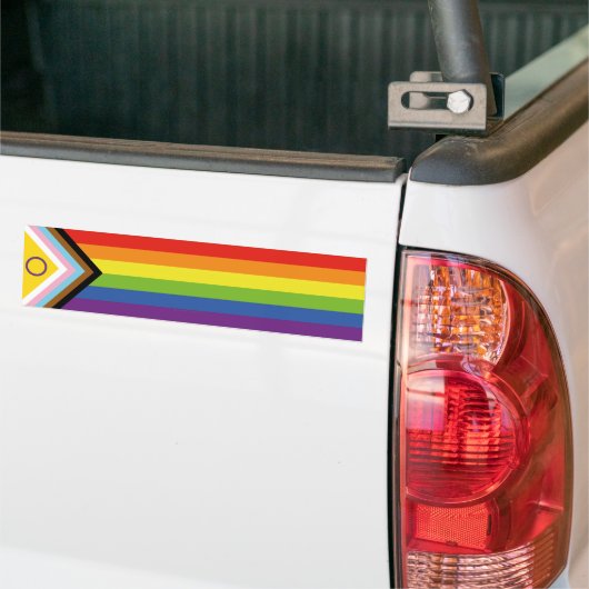SlipperyJoe Intersex Progress Flag Regenbogen Autoaufkleber (Auf Lkw)