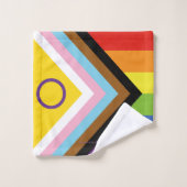 SlipperyJoe Intersex Progress Flag Regenbogen Badhandtuch Set (Waschlappen)