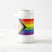 SlipperyJoe Intersex Progress Flag Regenbogen Bierglas (Vorderseite Links)