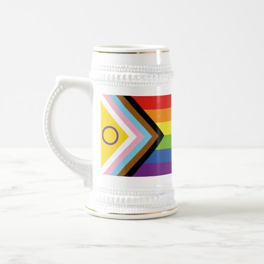 SlipperyJoe Intersex Progress Flag Regenbogen Bierglas (Links)