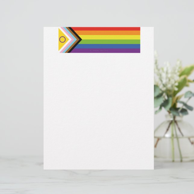 SlipperyJoe Intersex Progress Flag Regenbogen Briefbogen (Stehend Vorderseite)