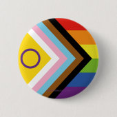 SlipperyJoe Intersex Progress Flag Regenbogen Button (Vorderseite)