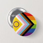 SlipperyJoe Intersex Progress Flag Regenbogen Button (Vorne & Hinten)