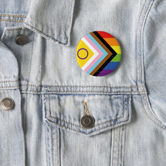 SlipperyJoe Intersex Progress Flag Regenbogen Button (Beispiel)