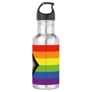 SlipperyJoe Intersex Progress Flag Regenbogen Edelstahlflasche