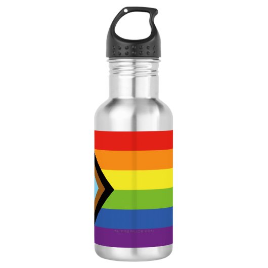 SlipperyJoe Intersex Progress Flag Regenbogen Edelstahlflasche (Vorderseite)