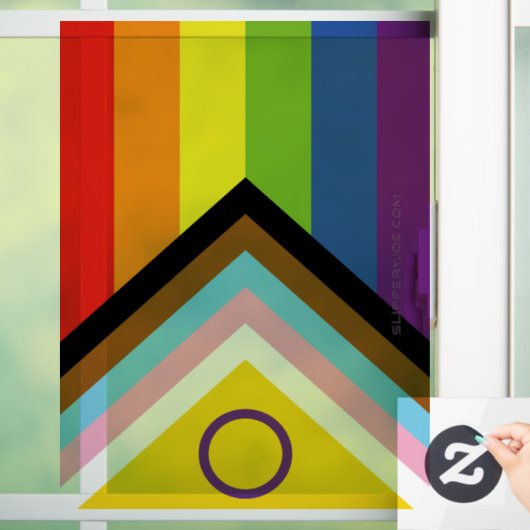 SlipperyJoe Intersex Progress Flag Regenbogen Fensteraufkleber (Zuhause)