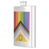 SlipperyJoe Intersex Progress Flag Regenbogen Flachmann (Links)