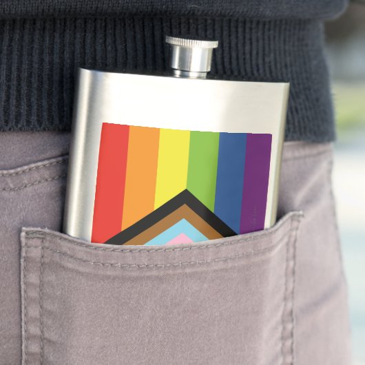 SlipperyJoe Intersex Progress Flag Regenbogen Flachmann (Beispiel)