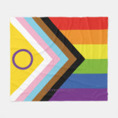 SlipperyJoe Intersex Progress Flag Regenbogen Fleecedecke (Vorderseite (Horizontal))