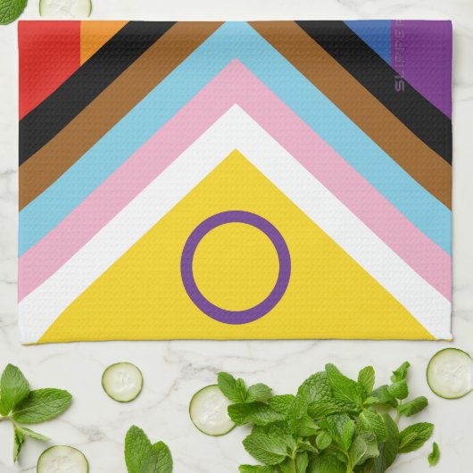 SlipperyJoe Intersex Progress Flag Regenbogen Geschirrtuch (Gefaltet)