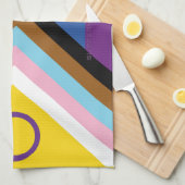 SlipperyJoe Intersex Progress Flag Regenbogen Geschirrtuch (Viertel Falte)